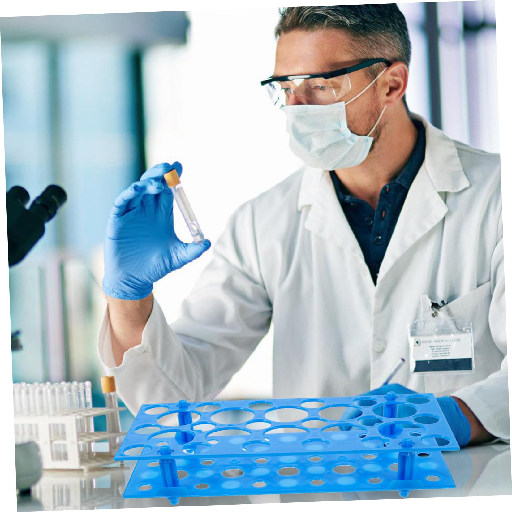 NAMOARLY 4 Pcs Rack Test Tube Holder Test Tube Racks Laboratory Tool Rack for Test Tube Laboratory Tube Conical Tube Rack Tube Vial Holder Test Tubes Pipe Stand Plastic Blue