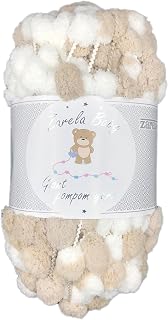 Zarela Baby Giant Pom Pom Yarn Wool (G09 White-Beige)