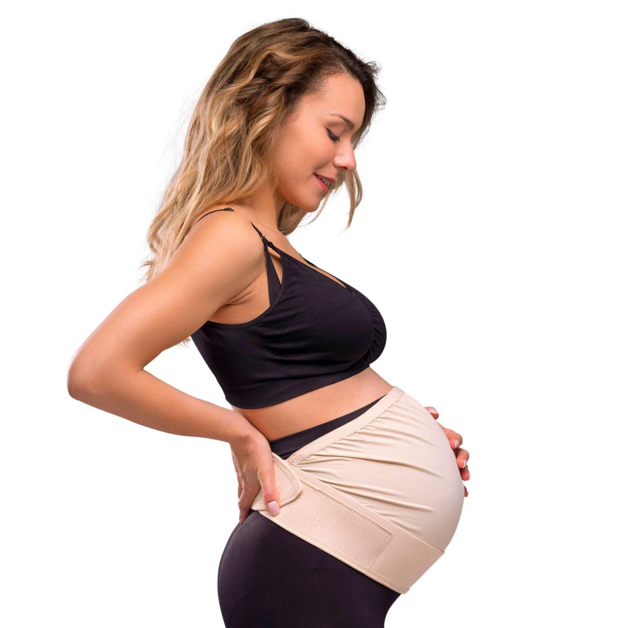 Carriwell Donne Leggings Gravidanza Di Supporto, Pantaloni Di Maternità Confortevoli Con Ventre Inserto, Allevia Il Dolore Durante La Gravidanza, Traspirante[Nero][Piccolo medio]