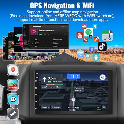 Miniatura 7 de 6G+128G Android Car Estéreo Doble DIN inalámbrico Apple CarPlay y Android Auto, compatible con tarjeta SIM 4G y WiFi 5G, 8 núcleosDSP, Bluetooth 5.0