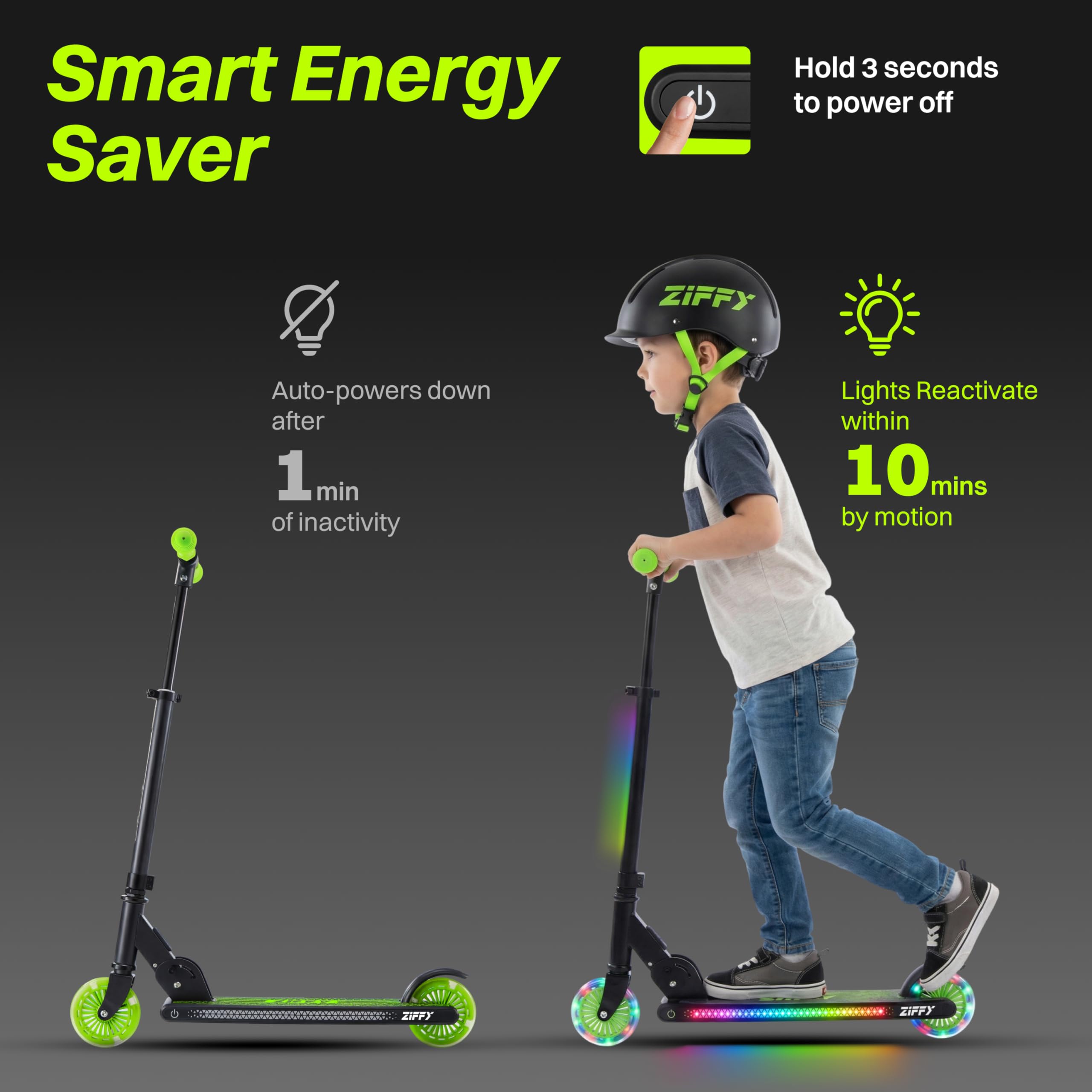 ZIFFY Dwukołowy świecący skuter Kickscooter zielony