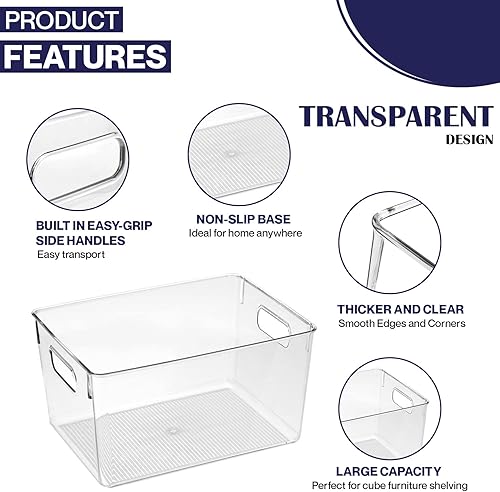 Miniatura 5 de Contenedores de almacenamiento de plástico transparente con tapas, perfectos para organización de cocina o organización y almacenamiento de