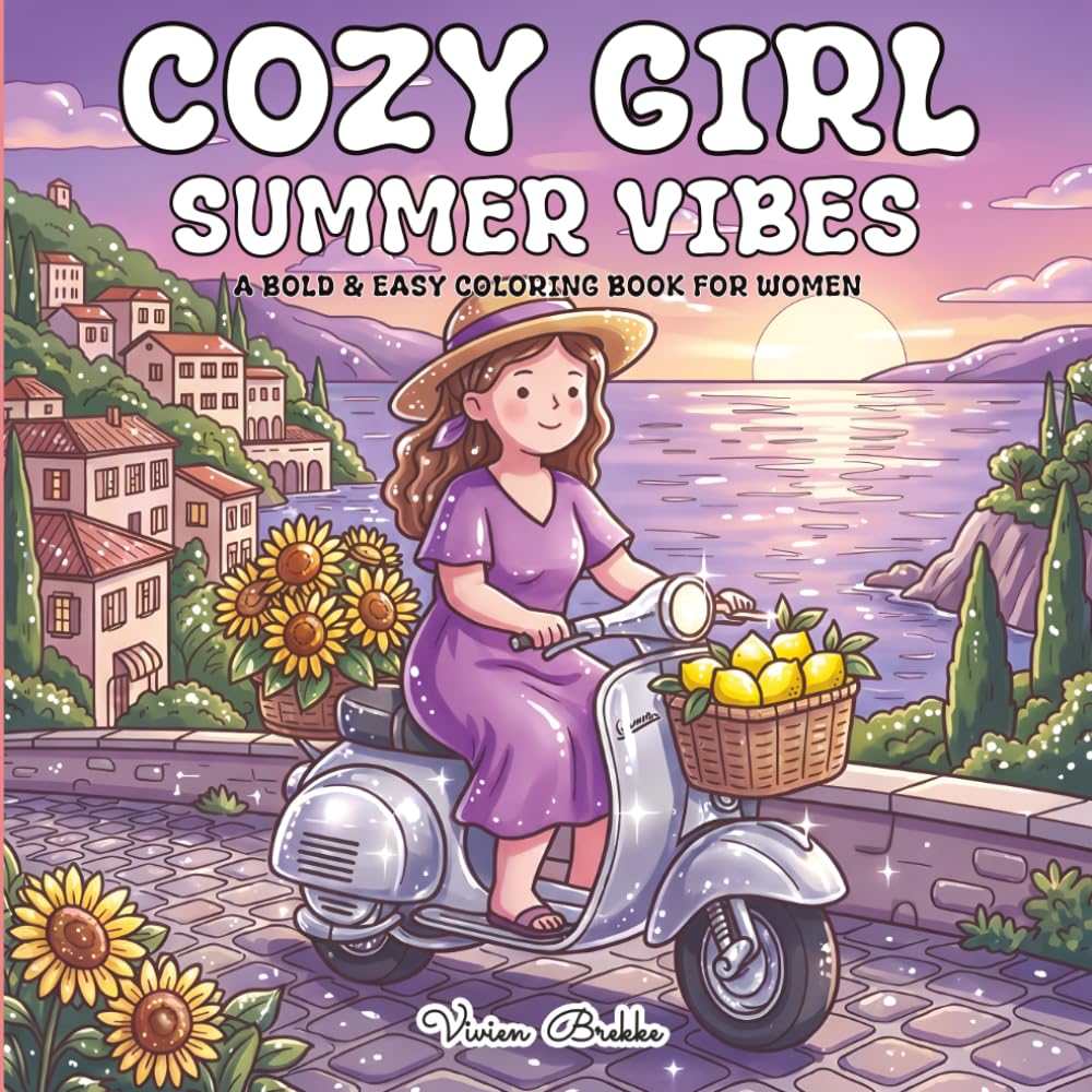 Cozy Girl Summer Vibes: A Bold & Easy Coloring Book for Women