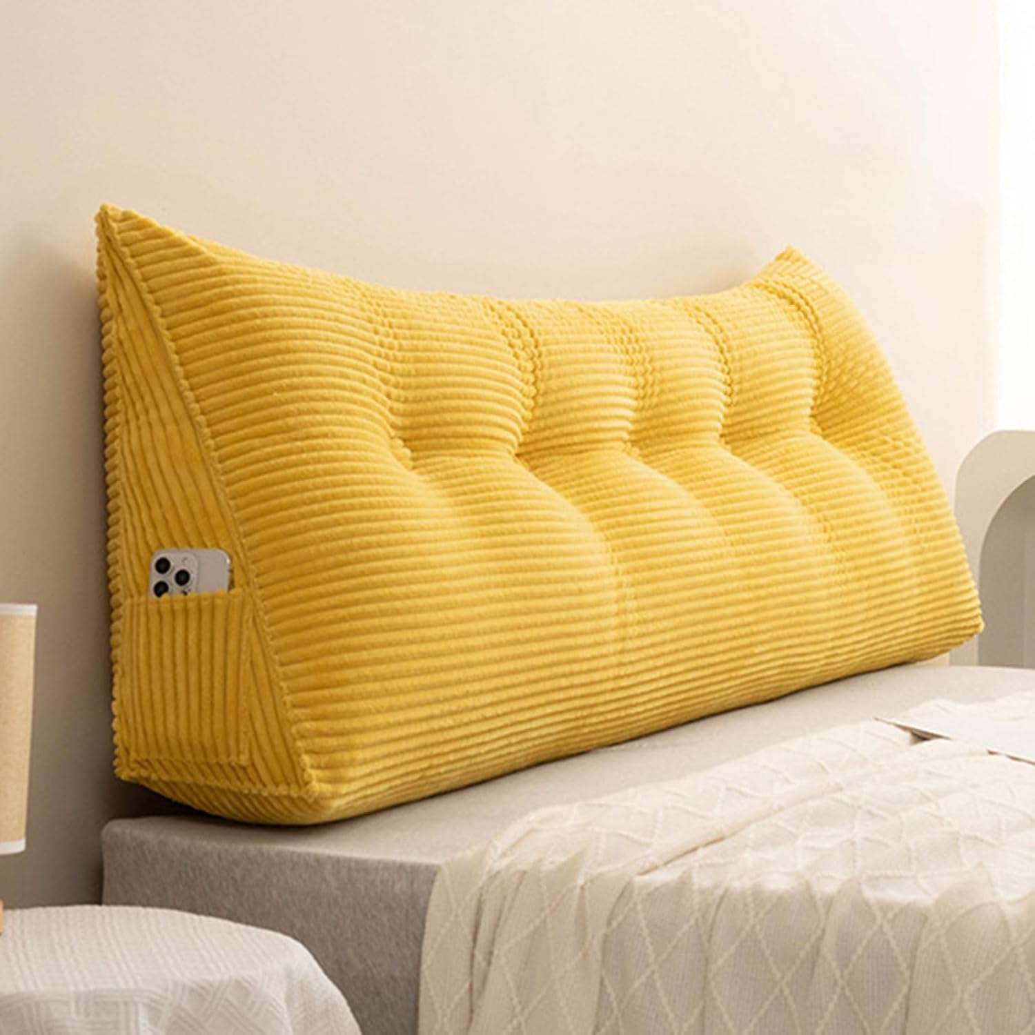 Almohada triangular de apoyo para la espalda, cojín lumbar grande para dormitorio, apoyo cómodo para sentarse y relajarse