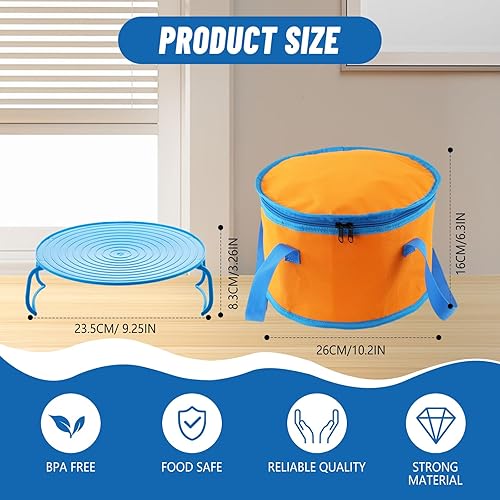 Miniatura 7 de Paquete de 2 portadores redondos para tartas, con tapa y asa, cazuela aislada para alimentos calientes o fríos, cazuela térmica aislada para