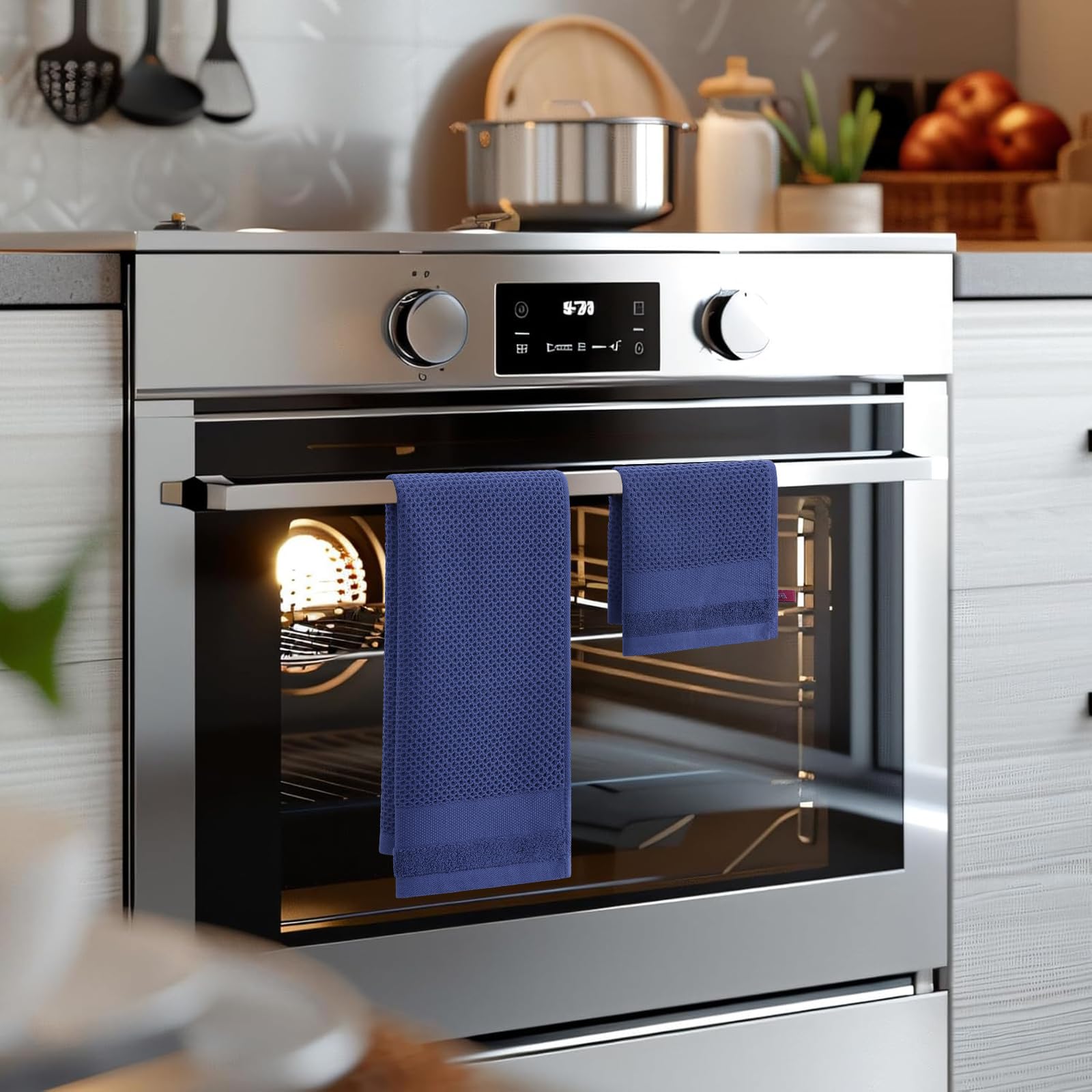 Homaxy Lot de 8 torchons de cuisine et torchons Bleu marine