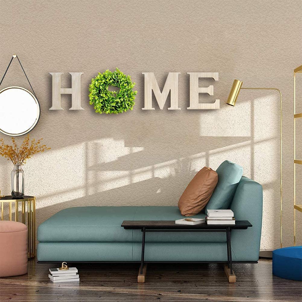 JUJIAN Inicio Letrero De Cuero con Corona Artificial de Eucalipto, Letras de Hogar para Decoración de Sala de Estar (Propiedad)