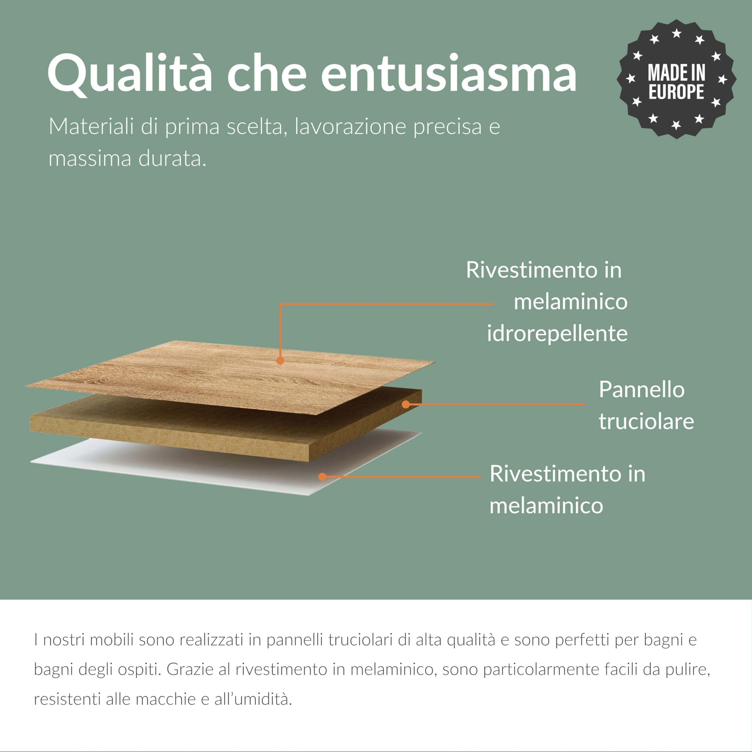 Planetmöbel Set di mobili da bagno lavabo con mobiletto 45 x 60 x 33 cm con rubinetto nero per bagno e WC ospiti, rovere Sonoma