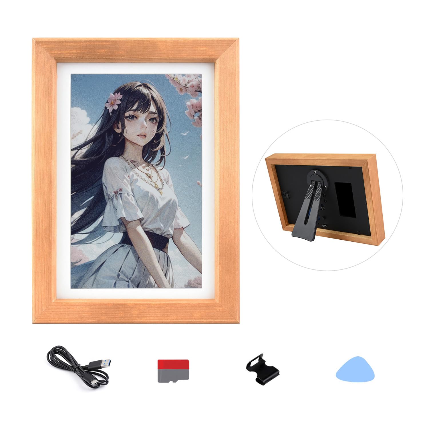 Waveshare 7.3inch E6 Full Color E-Paper with Solid Wood Photo Frame, Ultra-Long Standby, 800 x 480 Resolution(Batt NOT Included)