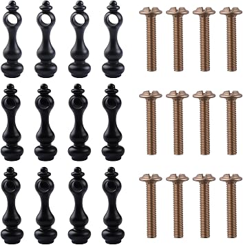 INCREWAY 12Pcs Railing Bracket Spindles Furniture Connectors, Metal Shelf Mounting Base, Decorative Metal Railing Support Stands for Tabletops, Display Cabinet Framing Black