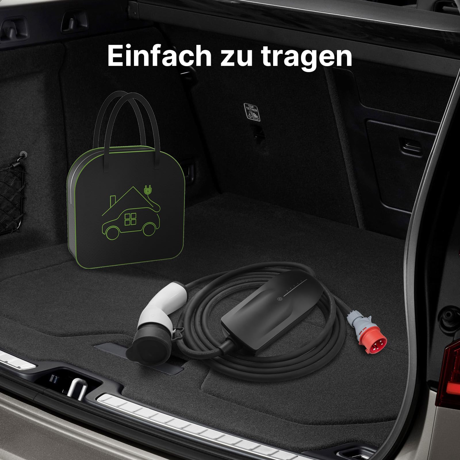 Typ 2 Mobile Wallbox 11KW mit 16A CEE Stecker, [ 3-phasig | 6A -16A | 6m Ladekabel ] der Tragbare EV Ladegerät, IP66 Wasserdicht Mobile Ladestation für EV PHEV Tragbare Taschen