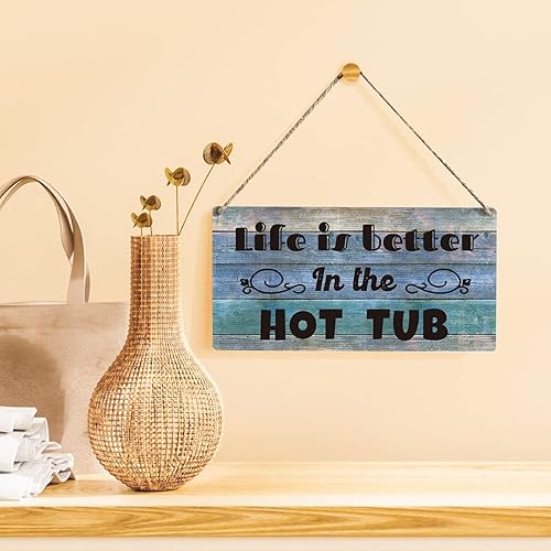Miniatura 2 de Letrero de madera para bañera de hidromasaje, divertido y rústico retro con texto en inglés Life is Better in the Hot Tub ipara decoración del
