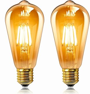 2 Stück E27 LED 6W Edison Vintage Glühbirne 230V, ST64 Vintage Licht Bernstein Glas, Ersetzt 60W Glühlampen, Warmweiß 2200...