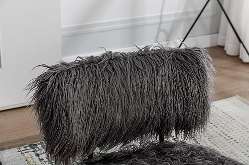 Miniatura 7 de Mecedora tapizada de peluche, asiento acolchado con otomana, respaldo alto, sillón moderno, cómodo juego de guardería para guardería, sala de estar,