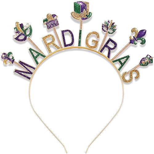 CEALXHENY Diademas de Mardi Gras para mujer, accesorios de Mardi Gras, máscara de flor de Lis para el cabello, carnaval, desfile de fiesta