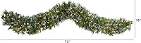 Vista 2 de Nearly Natural Guirnalda artificial de Navidad con punta de nieve de 6 pies con 35 luces LED transparentes y conos de pino