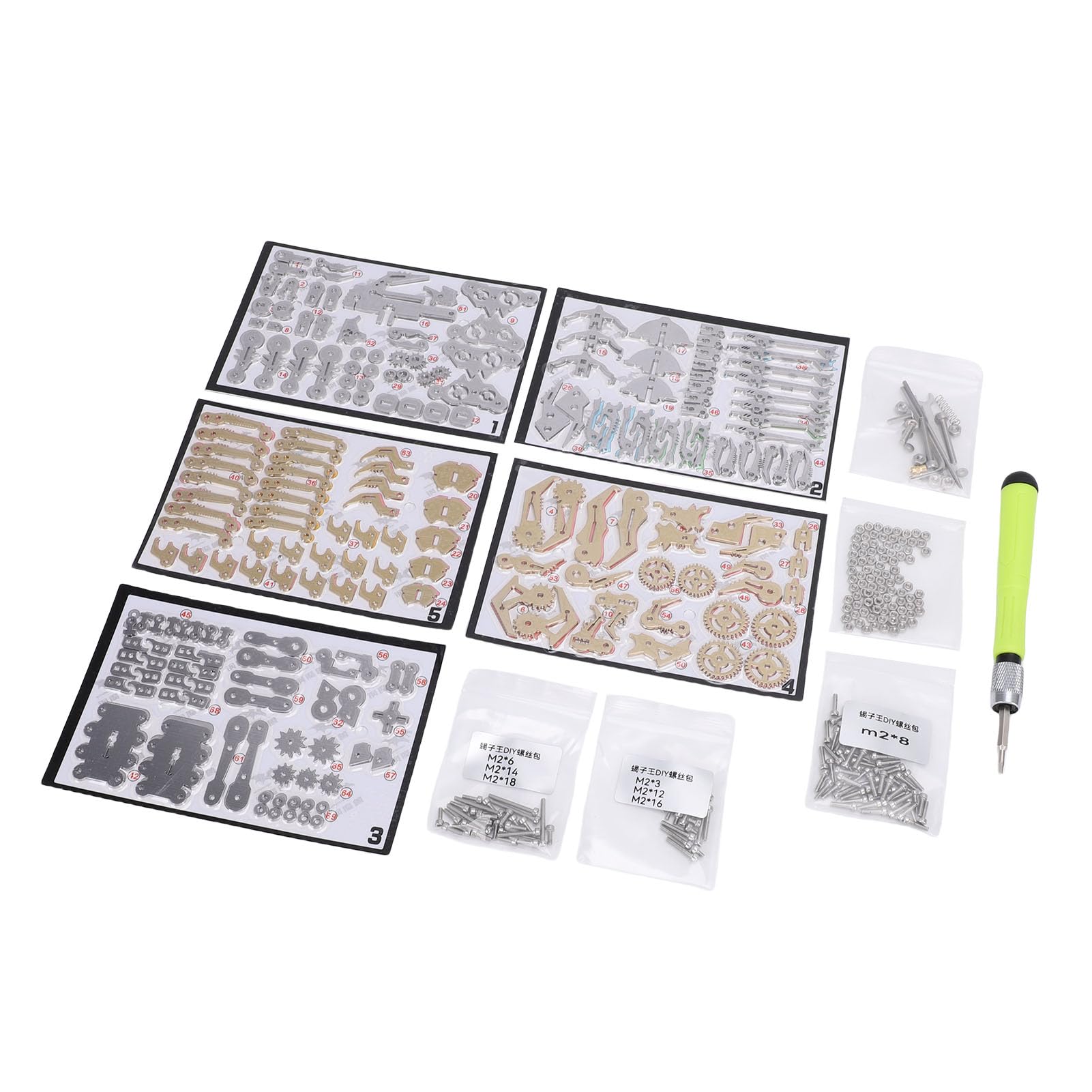 Topiky Puzzle Metalowe 3D Edukacyjna Zabawka STEM DIY Montaż Mechaniczny Model dla Dzieci Dorośli Bez Kleju i Spawania Materiał: Metal Ilość: 5 Bloków Plansza 1 Opakowanie Bezpieczne dla Dzieci 8+