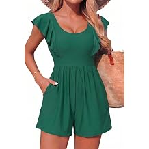 Smismivo Swim Romper One Piece Swimsuit with Built in Bra and Pockets Modest Bathing Suit with Short Full Coverage Swimwear