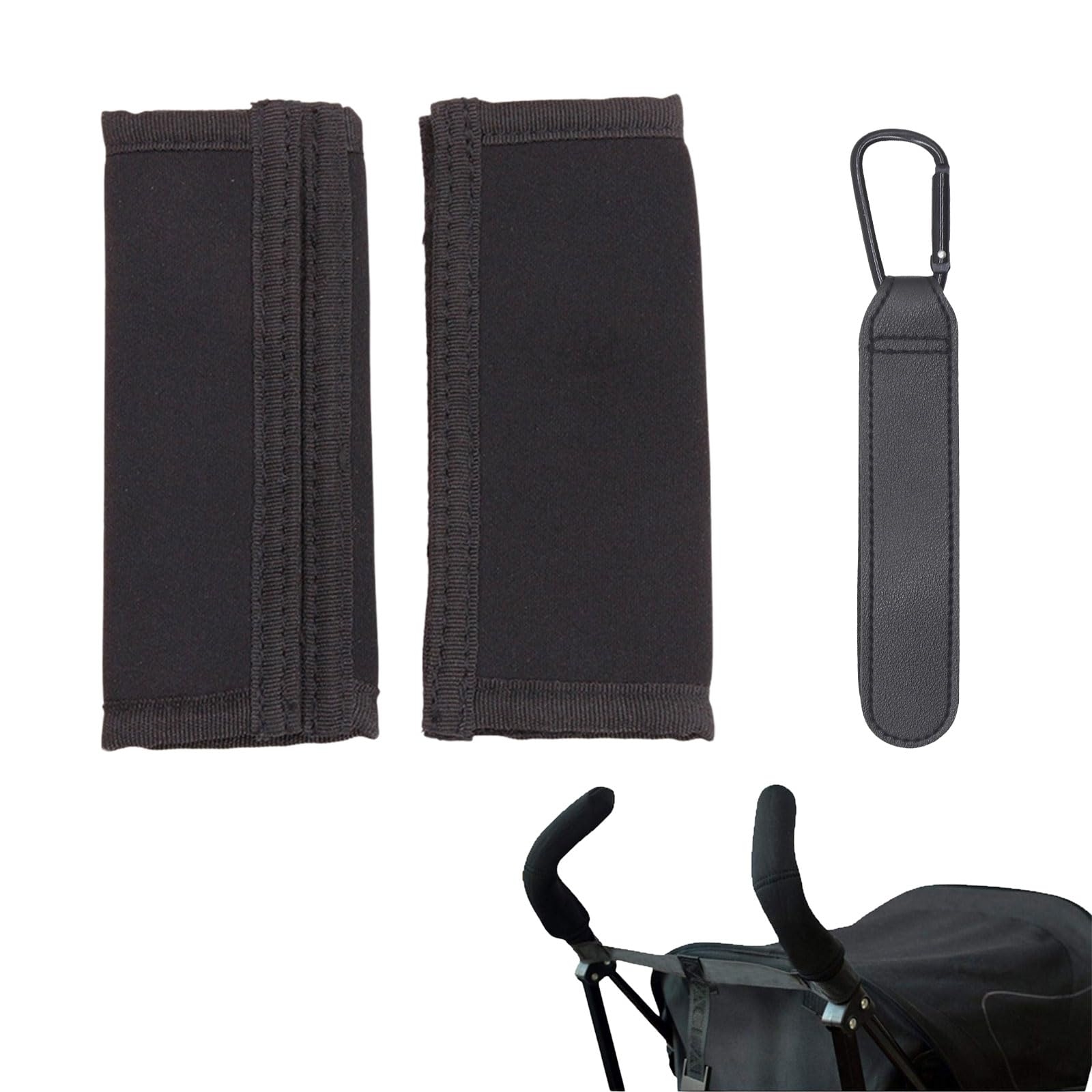 1 paia copri maniglia passeggino copri maniglie per passeggino copri braccioli universali con rivestimento in pelle artificiale nera per accessori per passeggini fantastici,1 gancio