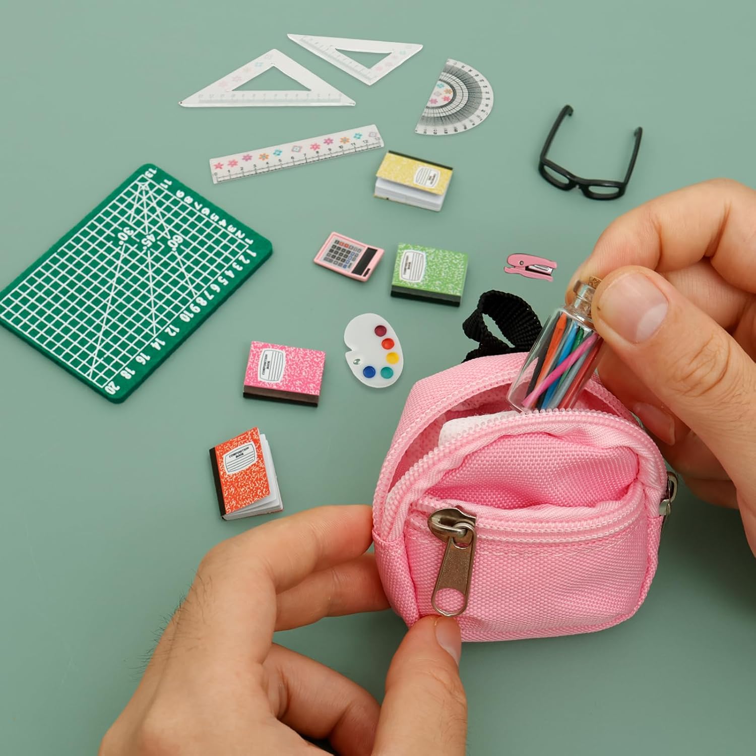 LYDODOKA Mini Doll House School Supplies, Dollhouse School