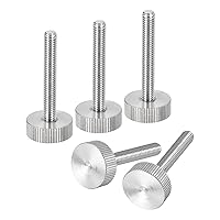 Vista 27 de uxcell M3x6mm Tornillos de pulgar moleteados, 5 piezas de acero inoxidable 304, cabeza plana moleteada, tornillos de pulgar roscados completamente