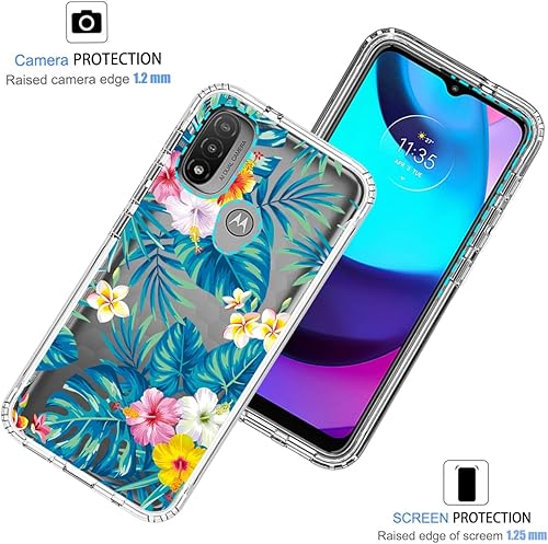 Miniatura 2 de Vokuha Funda para Moto E20Moto E30Moto E40, XT2155 con protector de pantalla de vidrio templado, funda protectora de TPU transparente floral a
