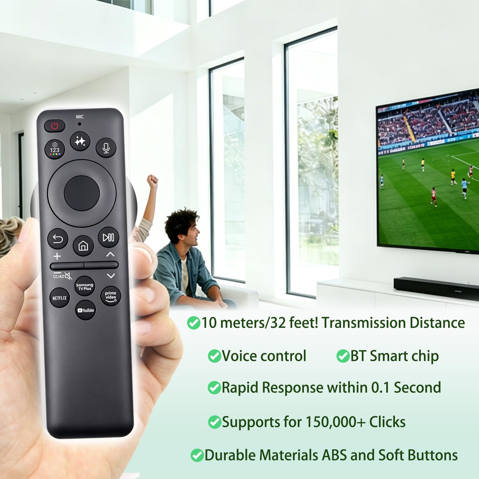 BN59-01480A TM2560E - Mando a distancia solar de voz para TV compatible con televisores Samsung | Para Neo QLED OLED 4K/8K The Frame The Serif UHD Series 2023-2026