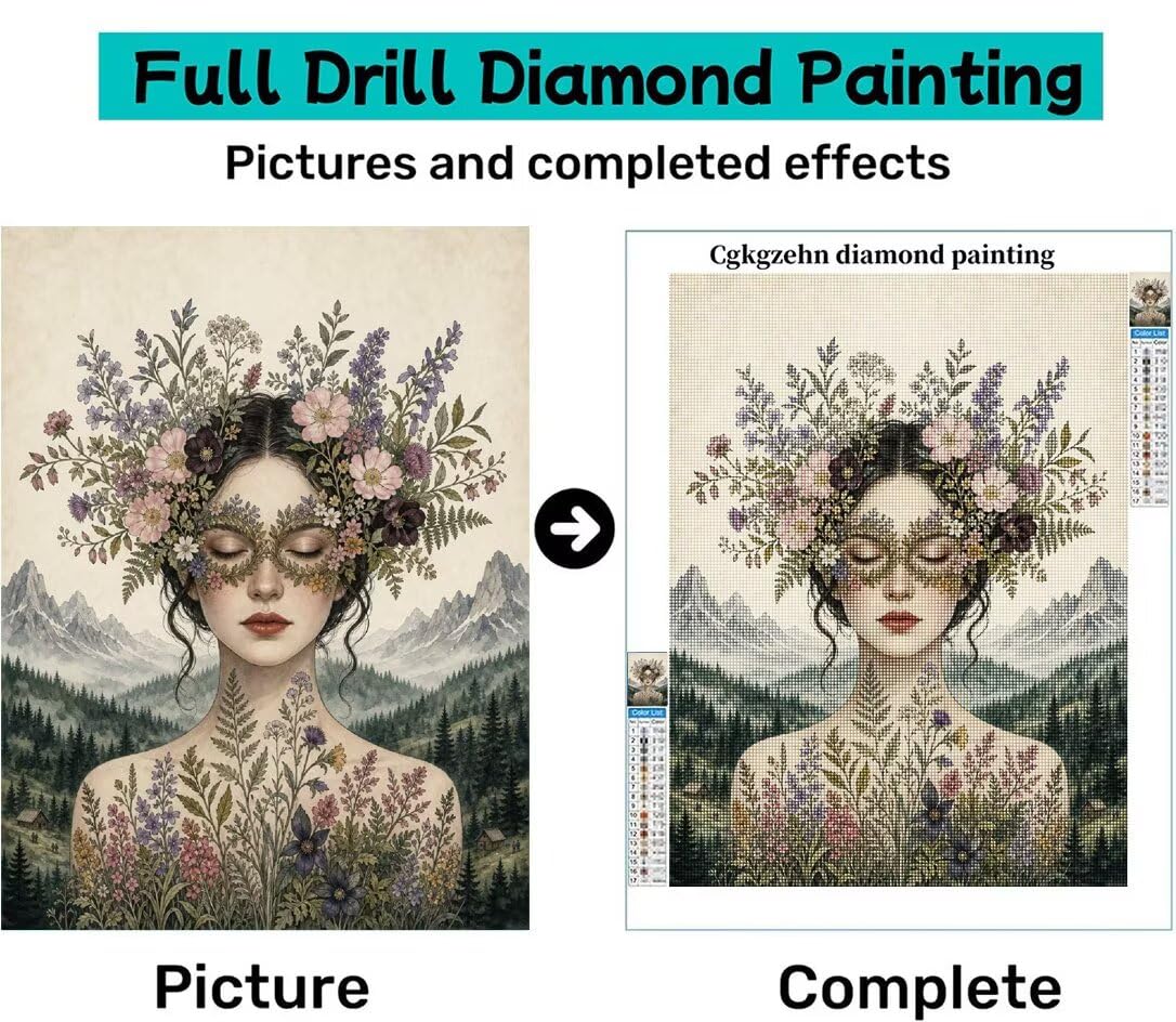 Kit Diamond Painting Donna per Adulti, 5D Hobby Creativi 100x130cm C8-187