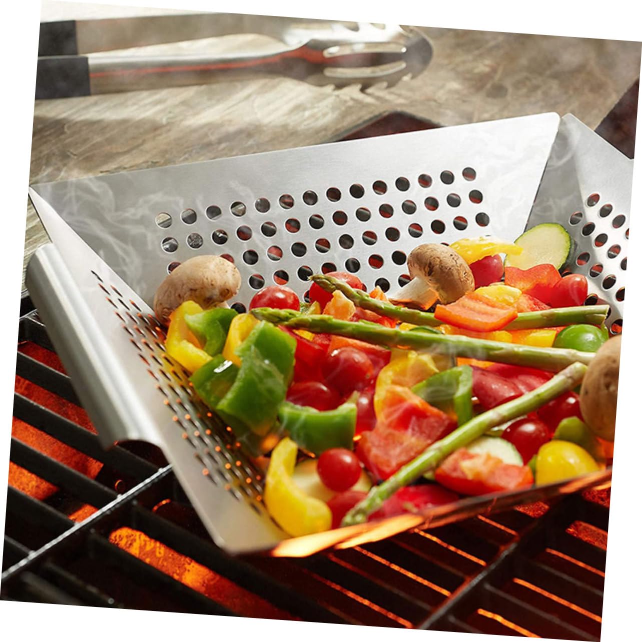 Kosze do grillowania warzyw ze stali nierdzewnej, zestaw 2 wytrzymałych koszy do grillowania na świeżym powietrzu i na kemping, w zestawie wiele rozmiarów do różnych potrzeb związanych z grillowaniem
