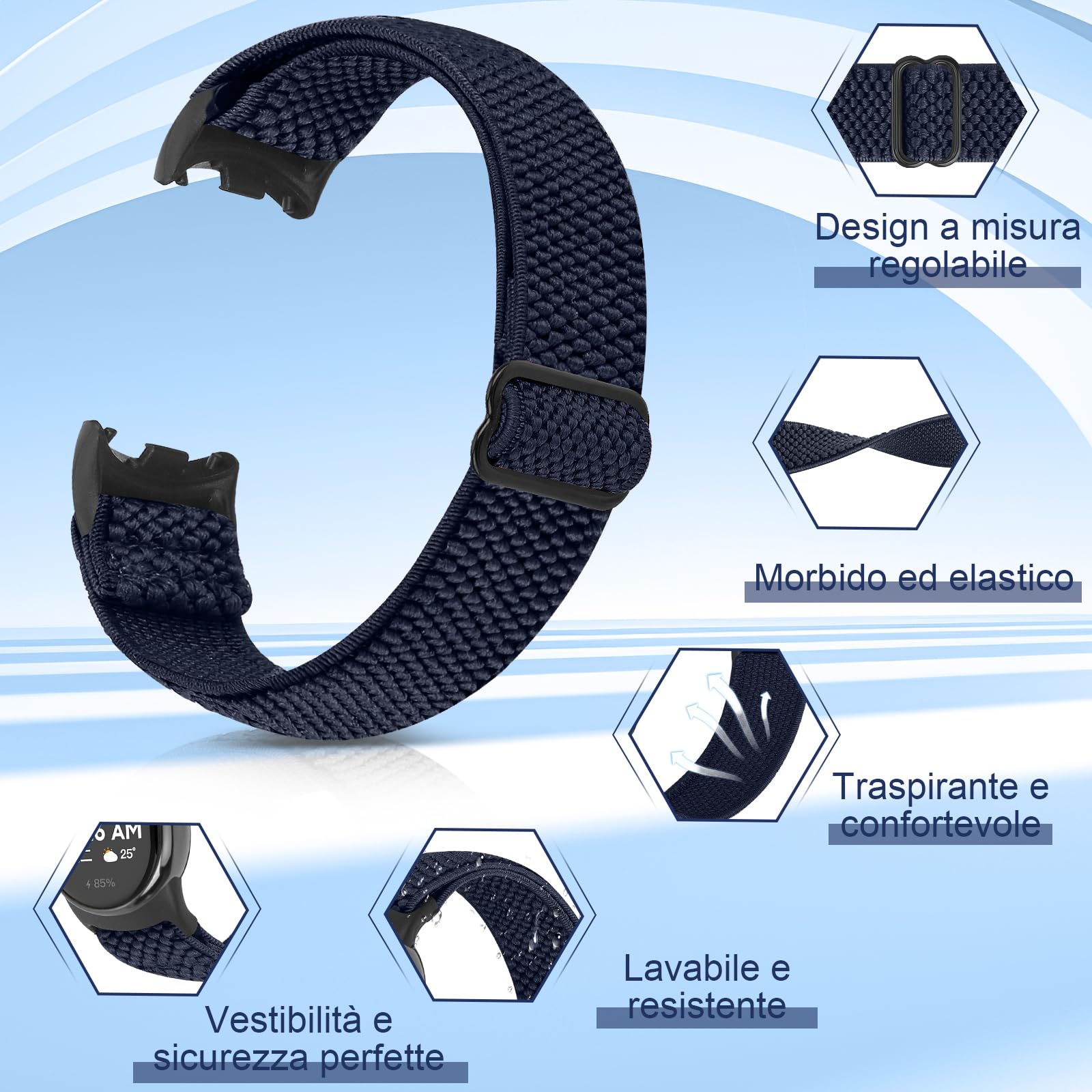 SHIJZWD 2 Pezzi Cinturino Compatibile con Xiaomi Mi Band 8 per Donna Uomo, Cinturino Sportivo Elastico Nylon Solo Loop Bracciale di Ricambio per Xiaomi Mi Smart Band 8
