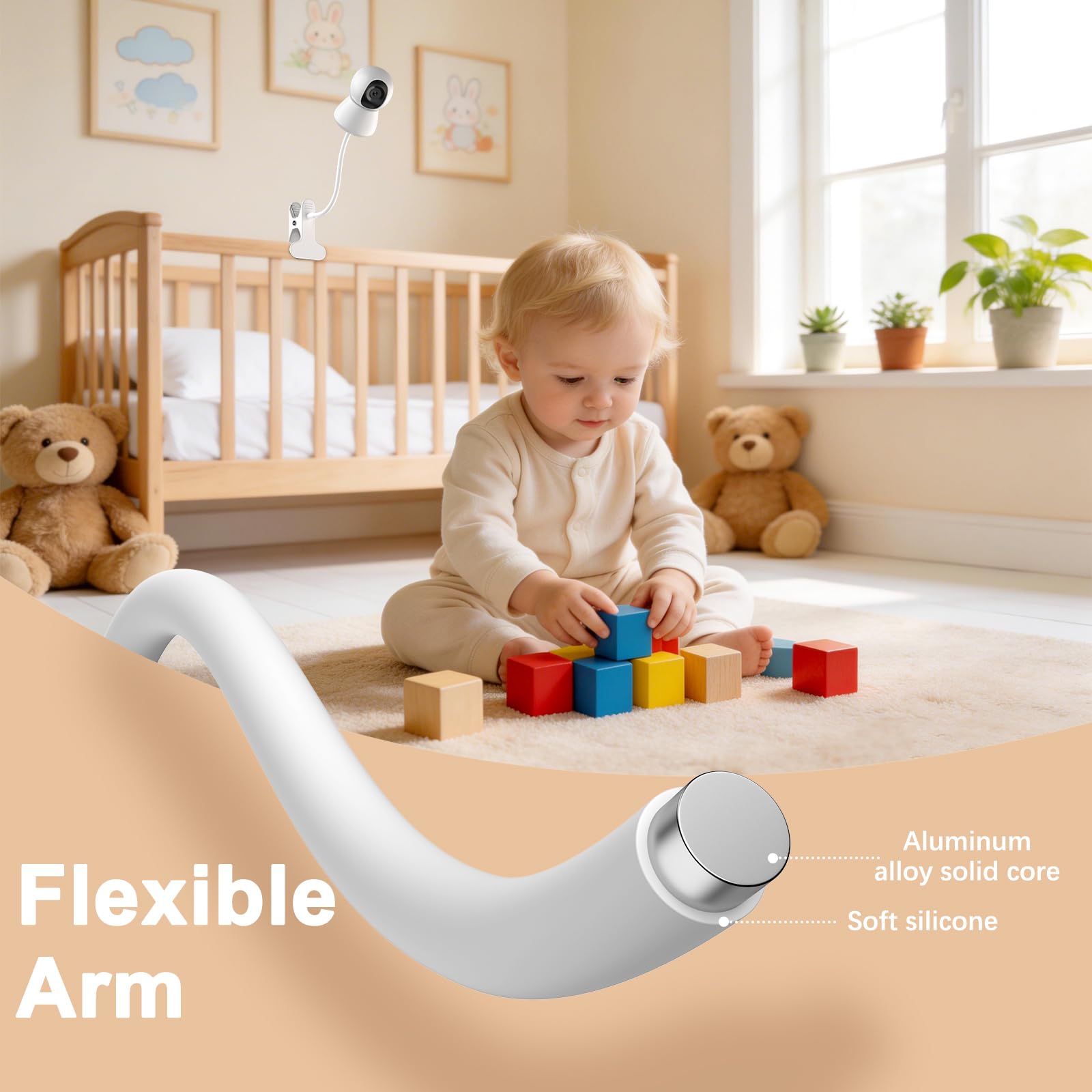 NozlaID Babyphone Halterung, Universell Halterung für HelloBaby Kamera HB40/HB65/HB66/HB248, BOIFUN, Momcozy, GHB, ieGeek, Blemil und alle Babyphones mit 1/4-Zoll-Gewinde - 3