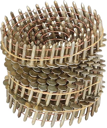 Miniatura 7 de raseparter 7200 clavos de revestimiento de 0.12 pulgadas x 34 pulgadas, bobina de alambre de 15 grados, vástago de anillo de cabeza redonda