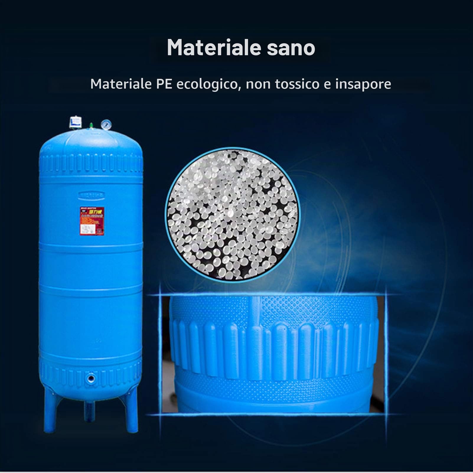 Serbatoio a pressione in PE completamente automatico, Serbatoi di stoccaggio dell'acqua per pompe booster in impianti idrici domestici, Vaso di espansione di approvvigionamento idrico di pozzo
