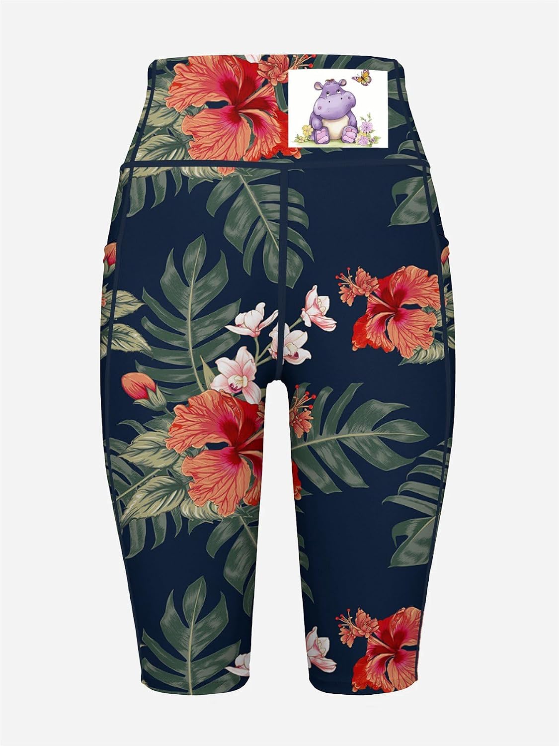 Butterfly and Hippo Swim Shorts with Pockets, Bottoms Swimwear, Women's Swim Pants, Bathing Suit Leggings XX-Large (xx_l)