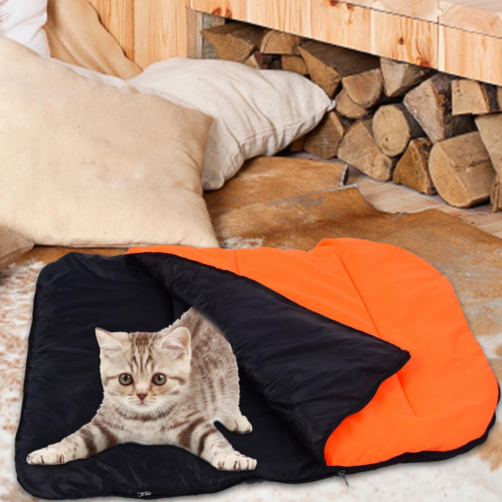Caldo tappetino per cani ripiegabile, morbido tappetino riscaldato elettrico per cuccioli, sacco a pelo da viaggio all'aperto coperta per cani con cerniera, per viaggi all'aperto e campeggio