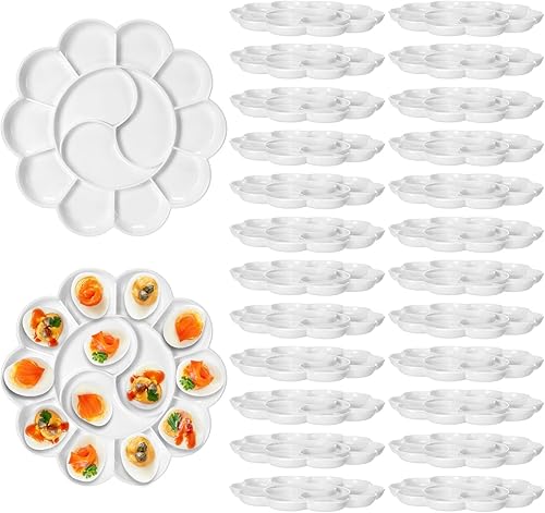 24 bandejas de huevos de Pascua deviled bandeja de plástico para huevos con ranuras para huevos, soporte decorativo para exhibición de huevos de