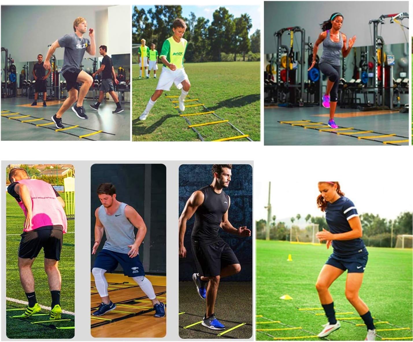 JZK 6M speed ladder agility ladder and cones and pegs set, adjustable