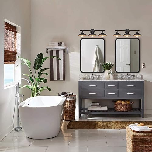 Miniatura 6 de Espejo de baño negro de 16 x 24 pulgadas para pared, espejo rectangular con marco de metal de 1.3 pulgadas, espejo montado en la pared para colgar