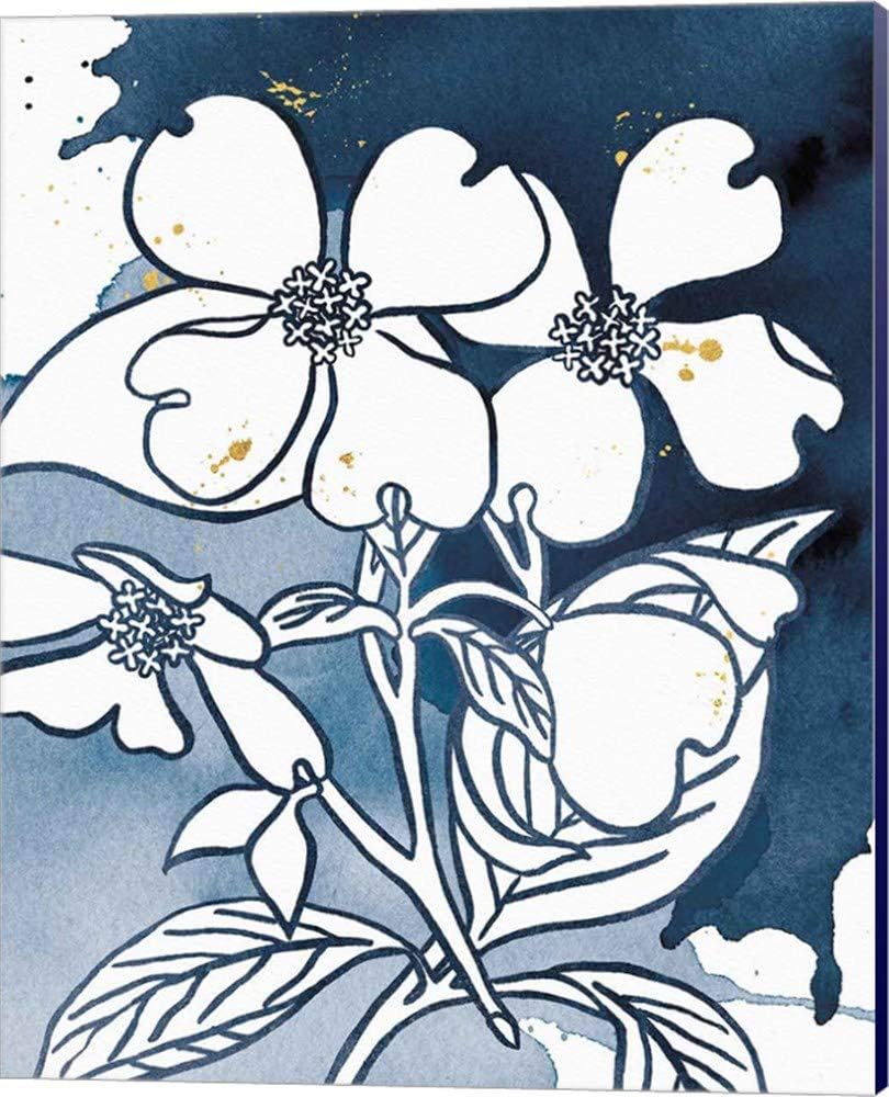 Indigo Blooms by Wild Apple Portfolio, 3 Piece Canvas Art Set, 12 X 15 Inches Each, Floral Art