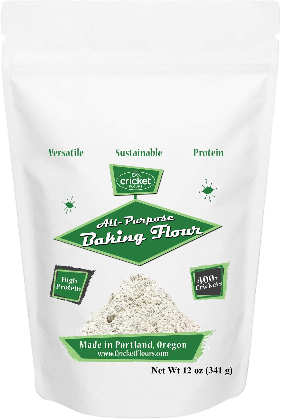 Cricket Flour: All Purpose Baking Flour 12oz (Blended Mix) โ Made in Portland, Oregon with High Protein Cricket Protein Powder. Great for Edible Insects Baking Recipes by Cricket Flours