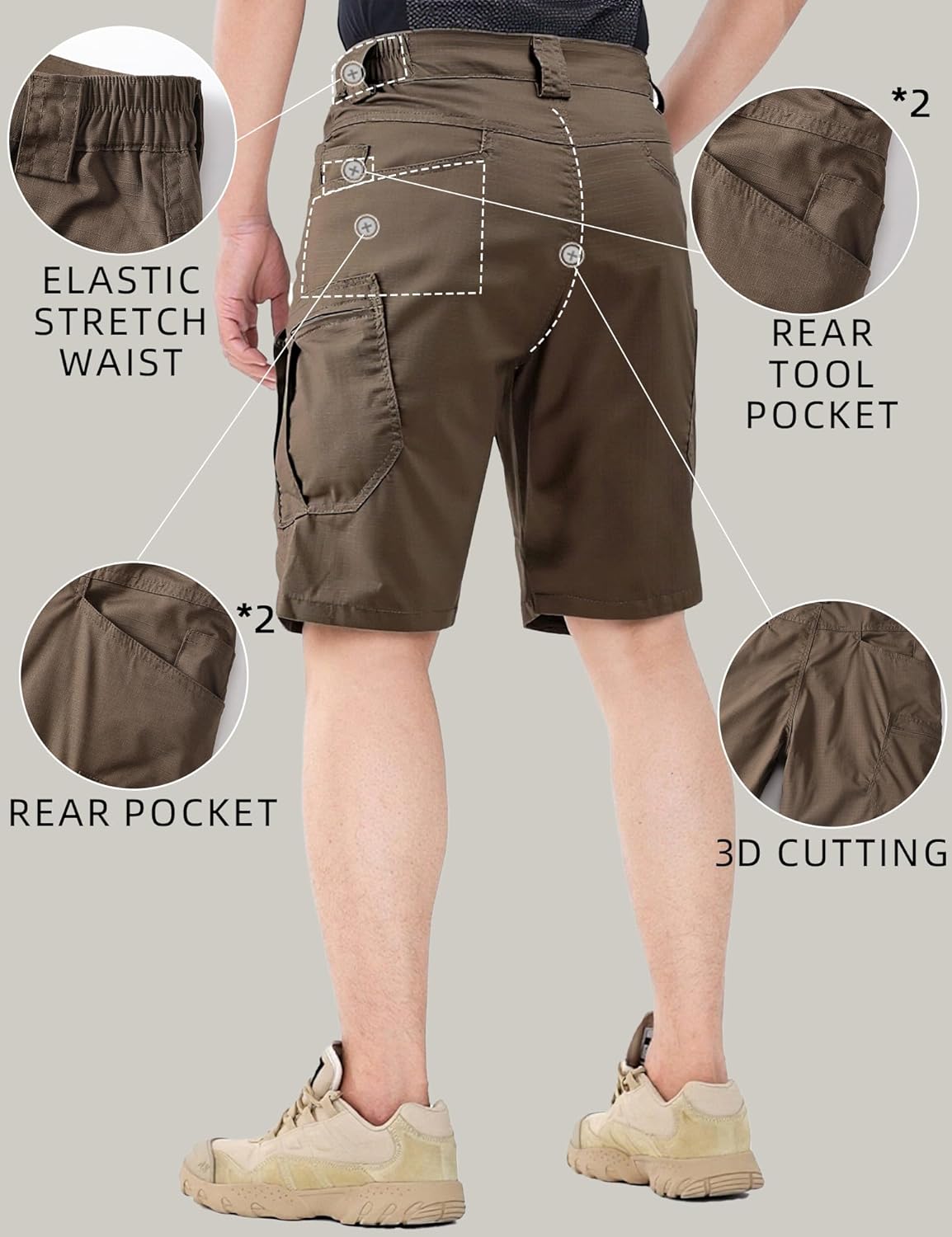 Cargo Shorts for Men Stretch Breathable Work Tactical Outdoor Lightweight Hiking with Multi Pockets