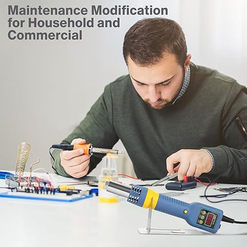 Miniatura 4 de Estación de retrabajo de aire caliente, estación de soldadura SMD portátil 8018, pistola de calor, pantalla digital de temperatura con boquillas y