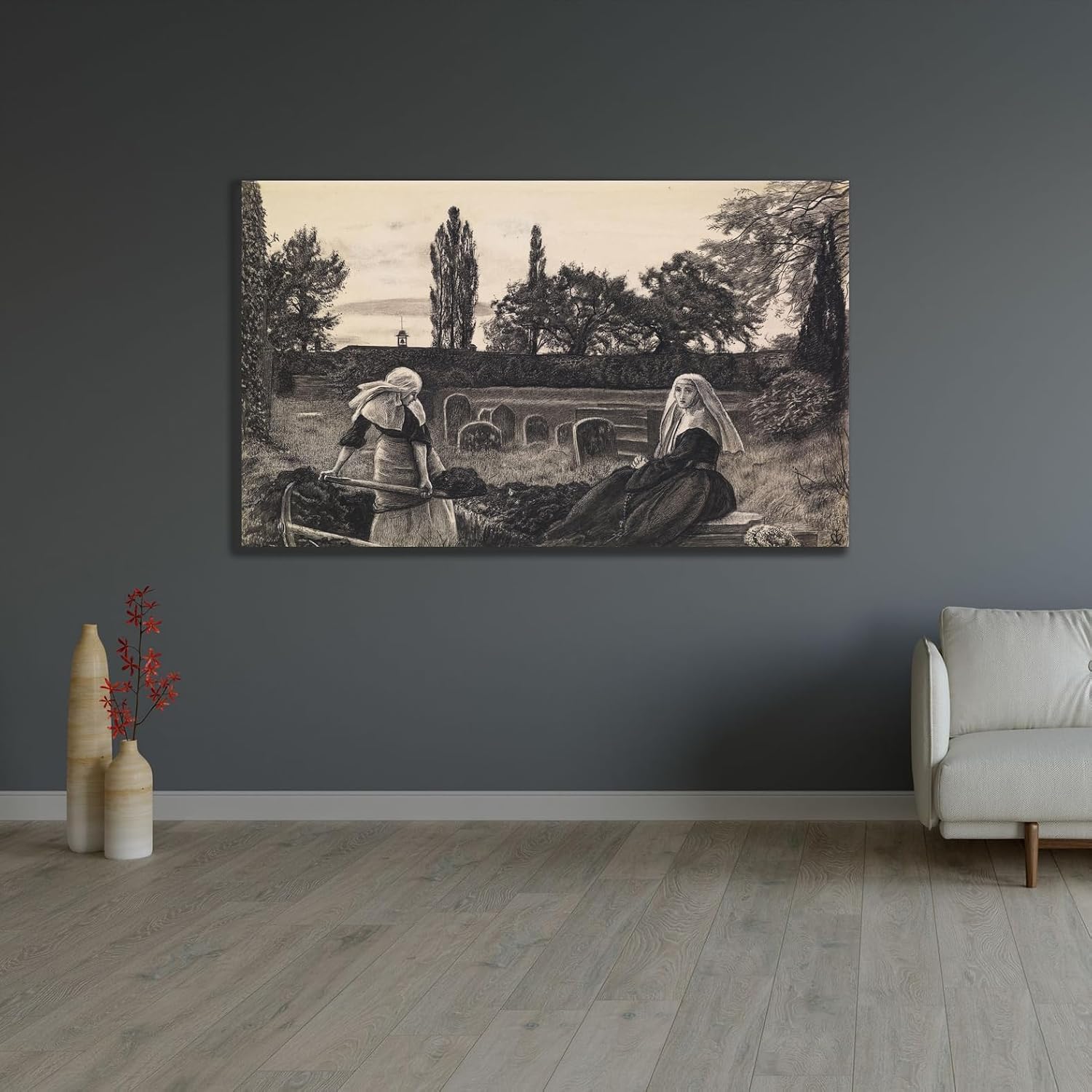 ArtDirect The Vale of Rest - Finished Study (1858) Unframed Art Print Giclee Poster by Sir John Everett Millais - Ready for Framing with Customization Sizes 10x6, 14x8, 20x12, 36x22, 48x29 and 60x36 inches