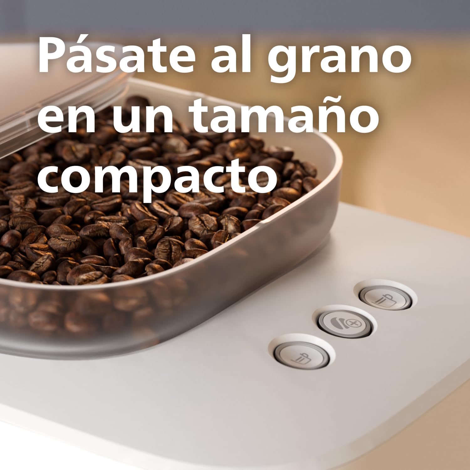 PHILIPS Baristina Cafetera Espresso Molienda, Prensado y Preparación Automáticos, 16 Bares, Espresso, Lungo, Tamaño Compacto, Blanco Natural con Portafiltro Blanco, Cafetera con Molinillo BAR305/00