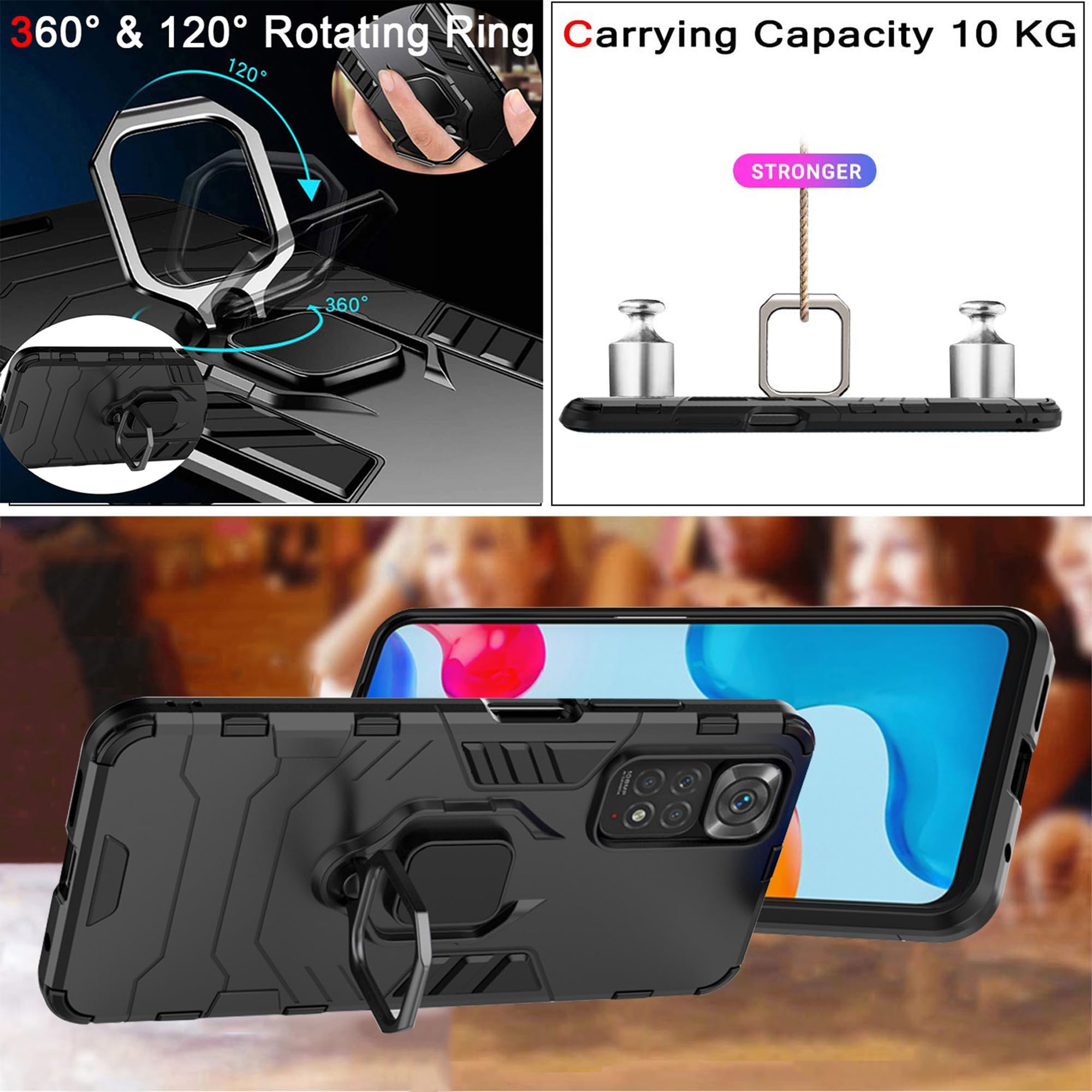 Custodia Antishock 360 Custodia ROG Phone 8 / 8 Pro HikerClub - Cover Con Supporto Magnetico 360° | Protezione Antiurto E Antiscivolo Phone Case - Foto 11