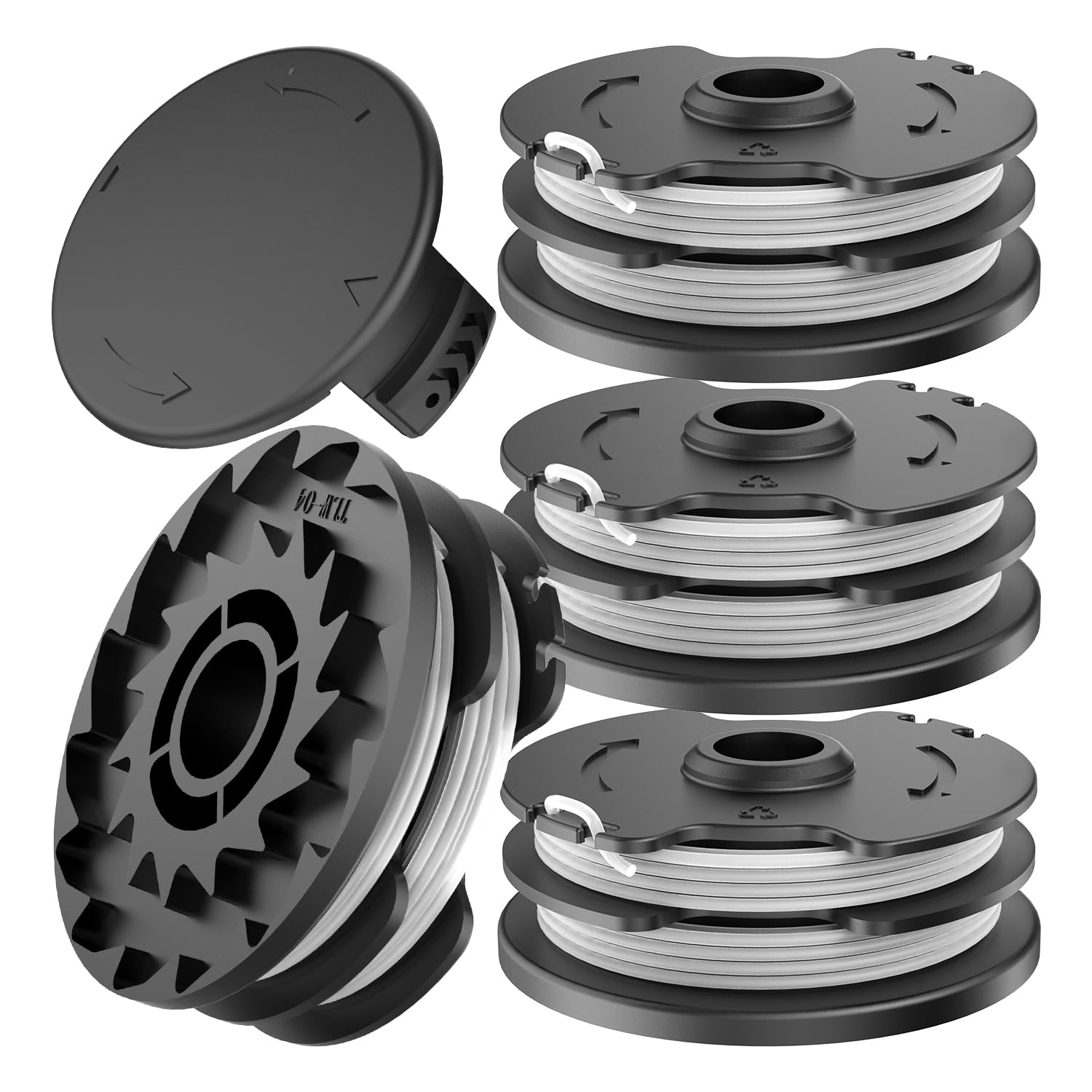 FUSHUI 4 Stück Ersatzspule und Spulenabdeckung, Spulefaden Kompatibel mit Parkside LIDL Akku PRTA 20-Li C3 A1B2 PRT 550 A1 A3 PRT 300 A1 Ersatzteile Kantenschneider