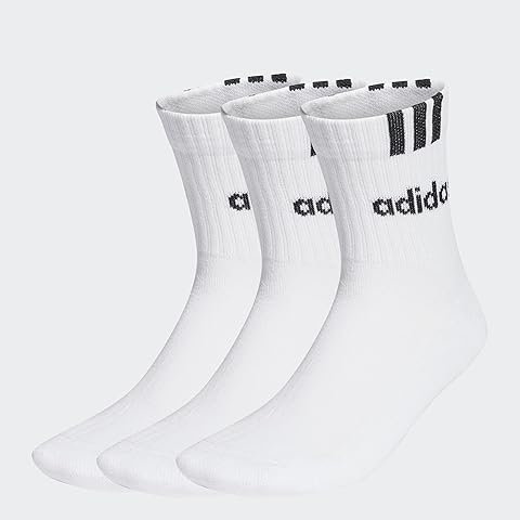 adidas Unisex adulto 3-Stripes Linear Half-Crew Cushioned Socks 3 Pairs