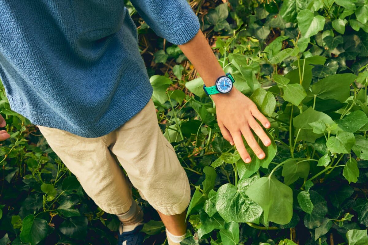 Flik Flak Unisex-Kinderuhr, lässig, grün, bio-sourced Quarz, wasserdicht, Fizz in Waves