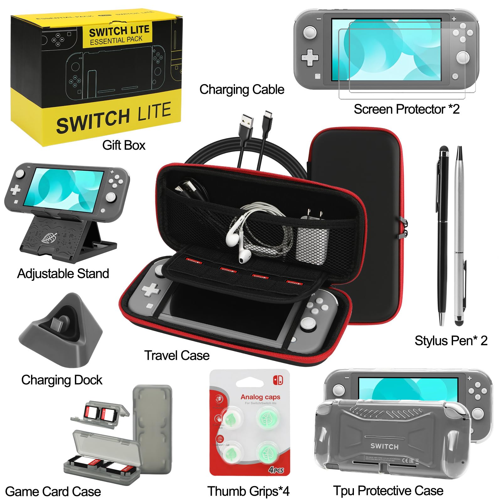 Amazon.com: Switch Lite Case 16-in-1 Accessories Bundle for
