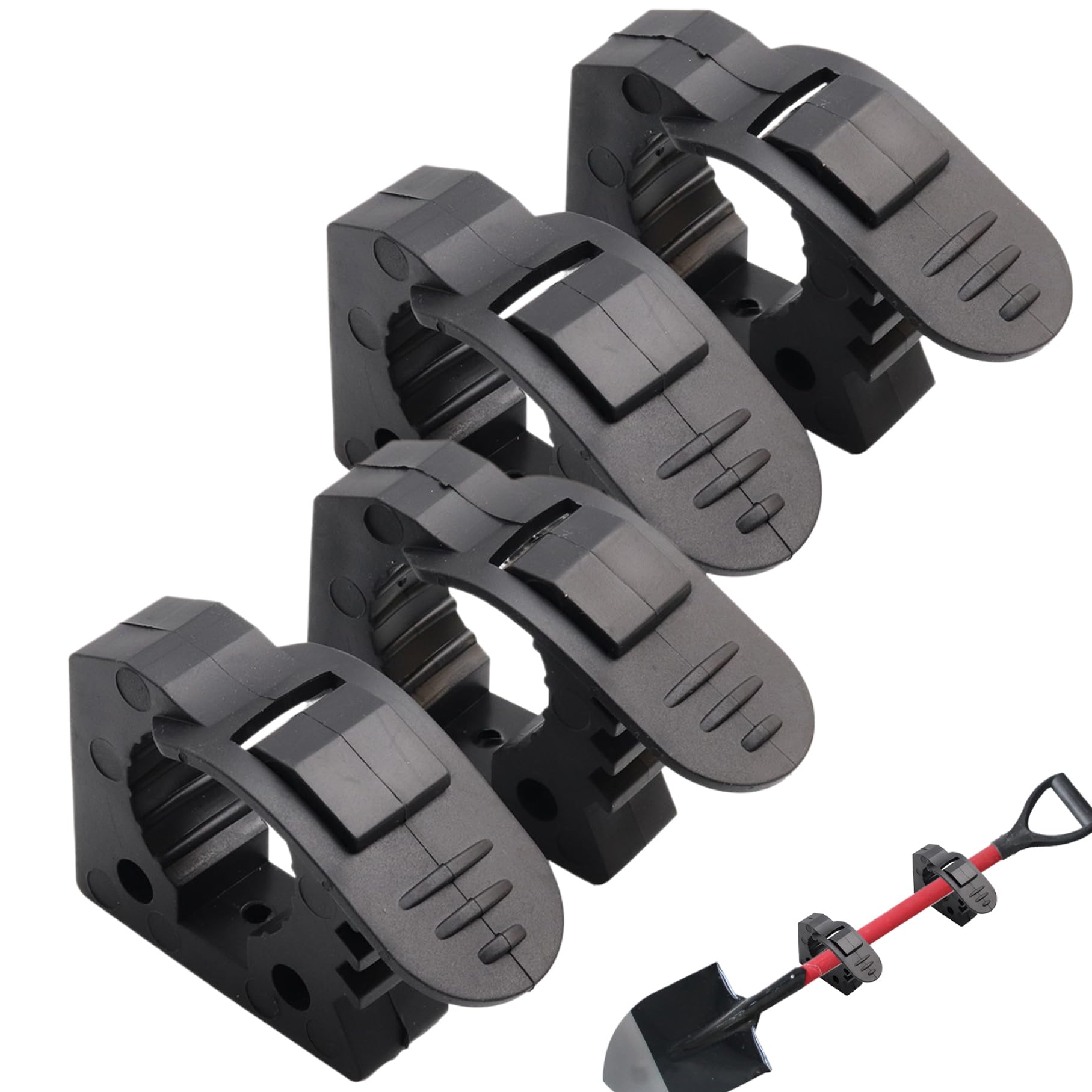 Montaje de abrazadera de liberación rápida, agarre de abrazadera de goma, 4 piezas sin deslizamiento universal Strong Load TUV ATV Van Camiones de agarre de agarre para el hacha de pala-1.18-1.57 pul